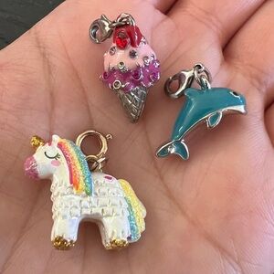 Boutique High Quality Unicorn, Ice Cream, and Dolphin Charms - 3 Pc.
